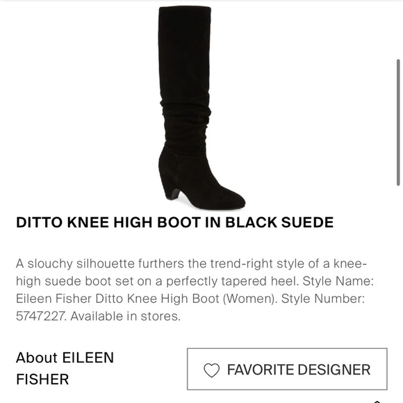 Eileen Fisher DITTO KNEE HIGH BOOT IN BLACK SUEDE Slouchy Boots Women’s 8.5 - Picture 5 of 9